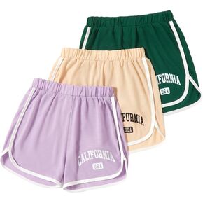 SHENHE Girl's 3 Piece Letter Graphic Elastic High Waisted Track Dolphin Shorts