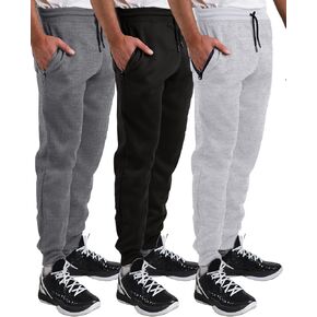 Sweatpants for Men 3 Pack Joggers - Men's Athletic Sweatpants with Pockets & Zipper