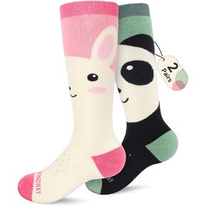 findway Kids Ski Socks, 2 Pairs Knee-high Warm Thermal Winter Snowboard Socks for Girls Boys Toddler