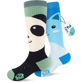 findway Kids Ski Socks, 2 Pairs Knee-high Warm Thermal Winter Snowboard Socks for Girls Boys Toddler
