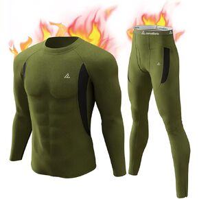 CL convallaria Mens Thermal Underwear Set with Fly, Long Johns Base Layer Winter Hunting Gear Sport Top and Bottom XS-4XL