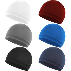 DIVINA VITAE 6Pcs Skull Beanie Soft Mens Skull Caps Lightweight Skull Hat Stretchy Helmet Liner Breathable Hair Sleeping Cap Multifunctional Headwear for Men Women(6 Colors)
