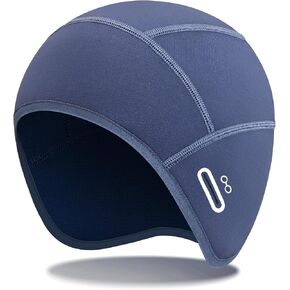 Skull Cap Helmet Liner with Eyeglasses Holes,Ear Warm Cycling Cap,Thermal Head Cap for Men & Women in Winter.