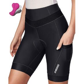 Ewedoos Padded Bike Shorts Women with 4 Pockets 4D Padding Biking Cycling Shorts Women for 3H+ Rides Bicycle Shorts for Women