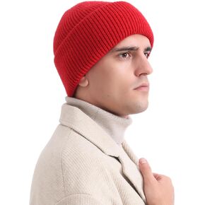 Three Layers of Cuffs Knit Beanies Hats Men Mens Warm Winter Beanie Hats.