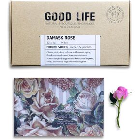 Damask Rose Scented Sachets | Designed and Manufactured in New Zealand | 12 Sachets (Damask Rose Vintage - 12 Sachets)