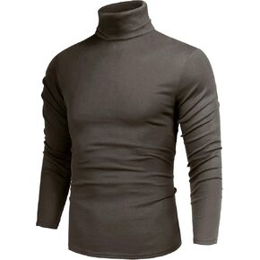 Poriff Men's Casual Slim Fit Basic Tops Knitted Lightweight Turtleneck Pullover Sweater
