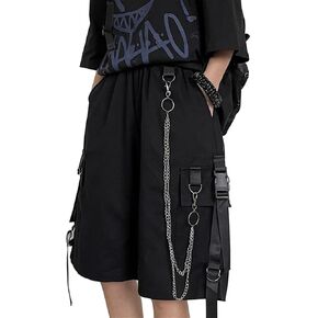 Kisswow Cargo Shorts with Chain Shorts Fairy Grunge Clothes Techwear Pants Korean Clothes Punk Clothes Harajuku Jorts