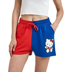 Hello Kitty Character Art Women’s Red & Blue Contrast Sweat Shorts