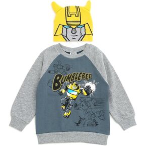 Transformers Bumblebee Fleece Sweatshirt and Cosplay Costume Hat Toddler to Big Kid Sizes (2T - 18-20)