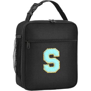 Initial Insulated Lunch Bag, Lunch Box with Initial Letter Patch for Teen Adult, Reusable Lunch Bag for Men Women, Ideal Back to School Gift Birthday Gift, Pink K in Saudi Arabia