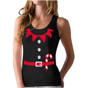 Elf Christmas Tank Top for Women Teen Girls Santa's Elves Holiday Xmas Racerback Tops