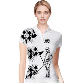 PAGYMO Womens Golf Shirt Crazy Funny Hawaiian Polo Shirts for Women