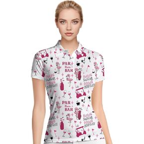 PAGYMO Womens Golf Shirt Funny Hawaiian Crazy Polo Shirts for Women