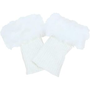 Faux Fur Boot Cuffs Short Leg Warmers Warm Ankle Cuffs Boot Leg Cuffs Womens Boot Covers Knitted Leg Sleeves Winter Boot Socks Black