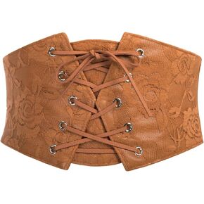 Scarlet Darkness Renaissance Corset Belt for Women Lace Overlay Front Ren Faire Corset