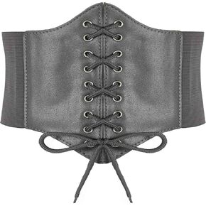 Hoerev Corsets Belt Tops Leather Vest Pirate Halloween Costume Lace Up Waist Belt Bustiers Corsets For Women