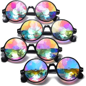 Trippy Psychedelic Festivals Kaleidoscope Rainbow Sunglass Rave Goggle Glasses Prism Diffraction