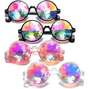 Trippy Psychedelic Festivals Kaleidoscope Rainbow Sunglass Rave Goggle Glasses Prism Diffraction