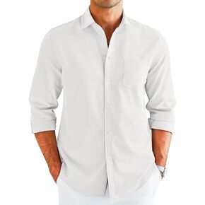 COOFANDY Men's Button Down Long Sleeve Shirt Casual Untucked Dress Shirt Regular Fit Wedding Shirts in Kuwait