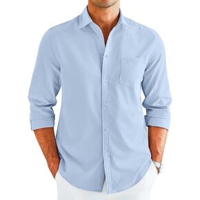COOFANDY Men's Button Down Long Sleeve Shirt Casual Untucked Dress Shirt Regular Fit Wedding Shirts