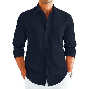 COOFANDY Men's Button Down Long Sleeve Shirt Casual Untucked Dress Shirt Regular Fit Wedding Shirts in Kuwait