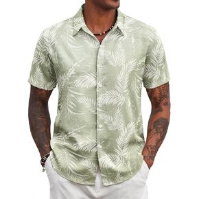 COOFANDY Mens Hawaiian Floral Shirts Tropical Button Down Shirt Summer Beach Shirt