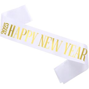 BBTDIN Happy New Year Sash Belt Hello 2025 2026 2027 Sash Belt Happy New Year 2025 2026 2027 Sash Belt BNY02 (A1-Black Sash)