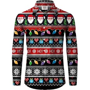 Arvilhill Men's Christmas Shirts Long Sleeve Novelty Xmas Button Shirts (S-3XL)