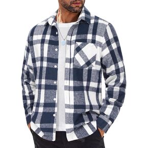 COOFANDY Mens Flannel Shirt Long Sleeve Lightweight Plaid Shirt Casual Button Down Shirts Jacket