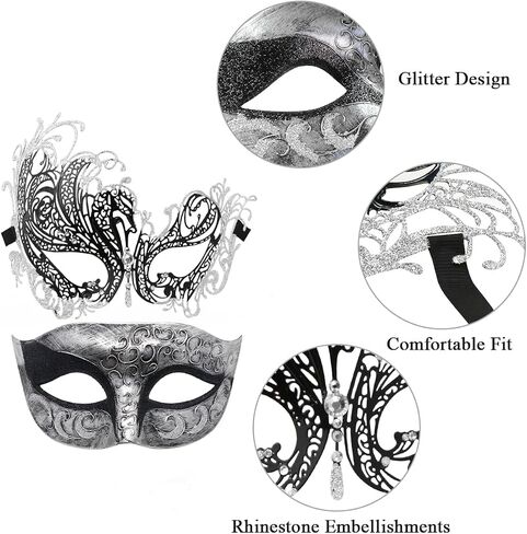 Couple Masquerade Mask Metal Masks Venetian Party Mask Halloween Costume Mask Mardi Gras Mask in Kuwait