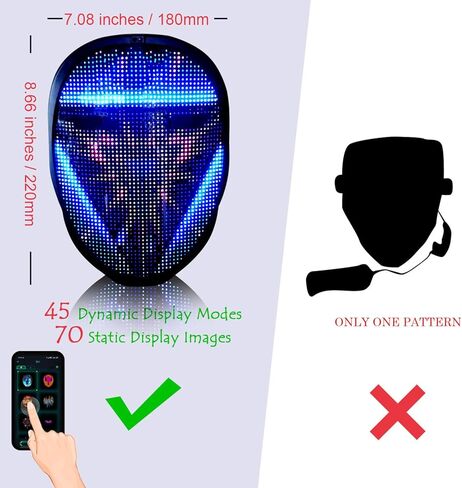 MEGOO Led Mask with Bluetooth Programmable App,Shining Led Light Up Face Mask for Adult Kid Halloween Masquerade Party in Saudi Arabia