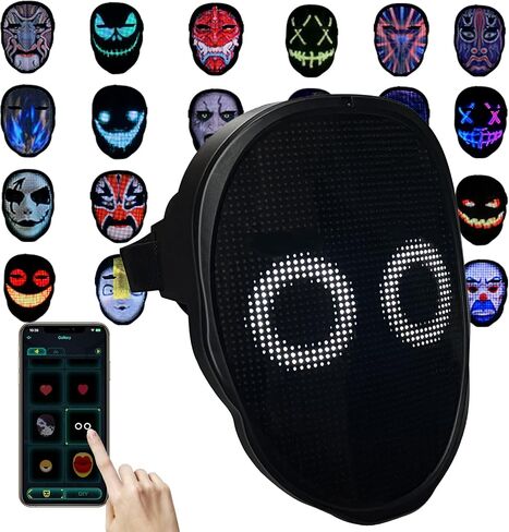 Depointer Life Led Mask with Rechargeable Bluetooth-compatible App Controlled, Customizable Shining Mask, Lighted Face Transforming Mask, unisex-Adult in Saudi Arabia