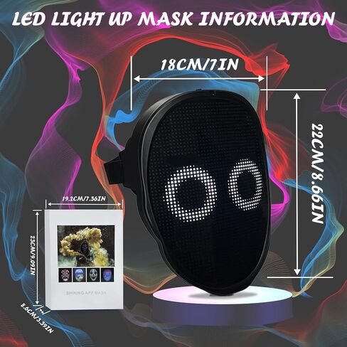 Depointer Life Led Mask with Rechargeable Bluetooth-compatible App Controlled, Customizable Shining Mask, Lighted Face Transforming Mask, unisex-Adult in Saudi Arabia