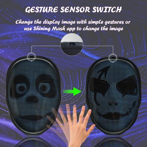 Depointer Life Led Mask with Rechargeable Bluetooth-compatible App Controlled, Customizable Shining Mask, Lighted Face Transforming Mask, unisex-Adult in Saudi Arabia