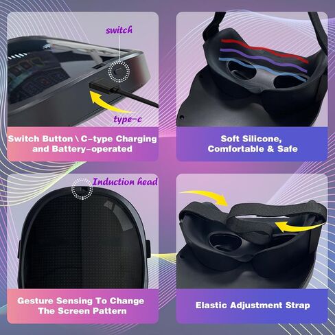 Depointer Life Led Mask with Rechargeable Bluetooth-compatible App Controlled, Customizable Shining Mask, Lighted Face Transforming Mask, unisex-Adult in Saudi Arabia