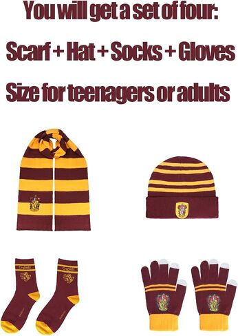 【4 Houses 4 Colors】 Harry Gifts Potter Teenagers Adults Hogvvarts House Themed Hats Scarves Gloves Socks Halloween Christmas in Saudi Arabia