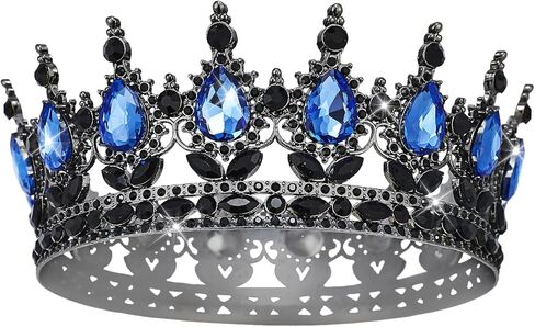 الملكة تاج حجر الراين تيجان الزفاف والتيجان للنساء زي حفلة إكسسوارات الشعر الأميرة عيد ميلاد تاج كريستال تاج الزفاف (التاج الأبيض الذهبي) in Kuwait