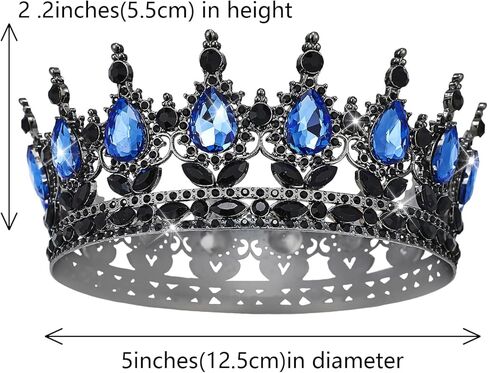 الملكة تاج حجر الراين تيجان الزفاف والتيجان للنساء زي حفلة إكسسوارات الشعر الأميرة عيد ميلاد تاج كريستال تاج الزفاف (التاج الأبيض الذهبي) in Kuwait