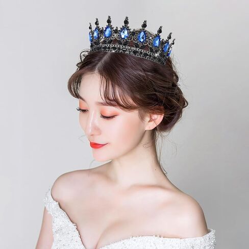 الملكة تاج حجر الراين تيجان الزفاف والتيجان للنساء زي حفلة إكسسوارات الشعر الأميرة عيد ميلاد تاج كريستال تاج الزفاف (التاج الأبيض الذهبي) in Kuwait