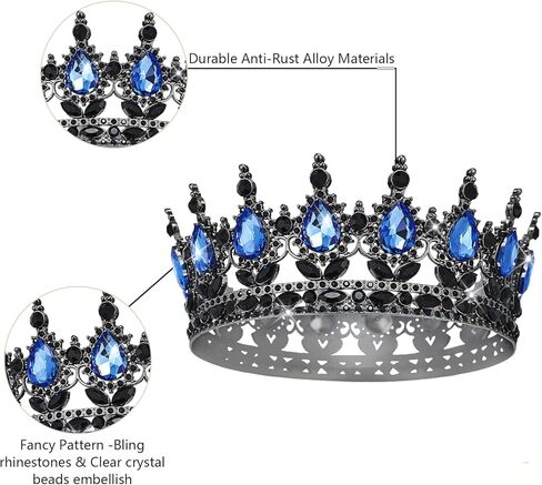 الملكة تاج حجر الراين تيجان الزفاف والتيجان للنساء زي حفلة إكسسوارات الشعر الأميرة عيد ميلاد تاج كريستال تاج الزفاف (التاج الأبيض الذهبي) in Kuwait