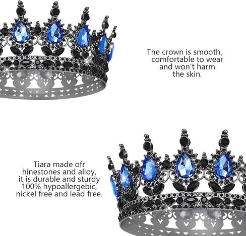 الملكة تاج حجر الراين تيجان الزفاف والتيجان للنساء زي حفلة إكسسوارات الشعر الأميرة عيد ميلاد تاج كريستال تاج الزفاف (التاج الأبيض الذهبي) in Kuwait