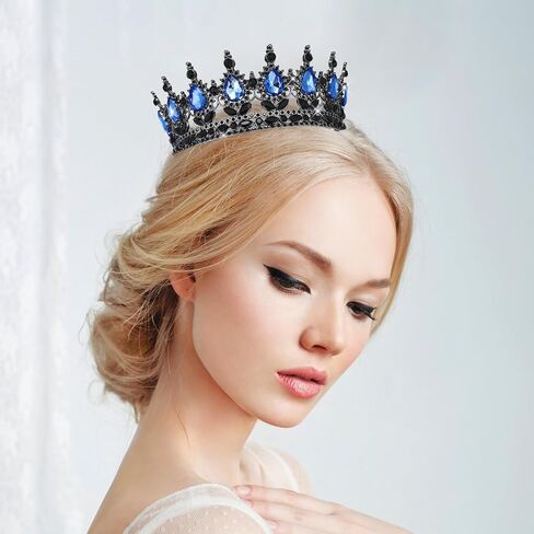 الملكة تاج حجر الراين تيجان الزفاف والتيجان للنساء زي حفلة إكسسوارات الشعر الأميرة عيد ميلاد تاج كريستال تاج الزفاف (التاج الأبيض الذهبي) in Kuwait