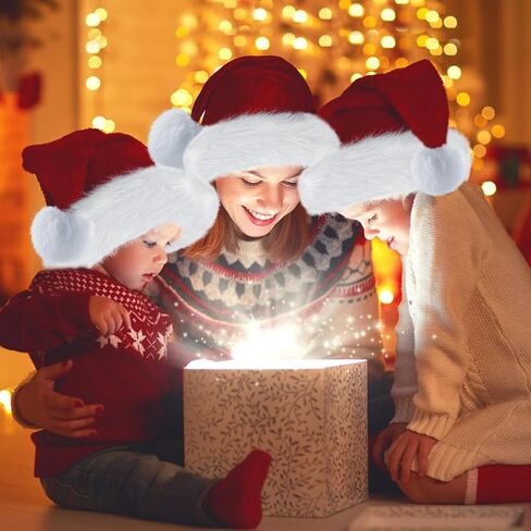 Christmas Hat, Santa Hat for Adults, Santa Hat for Kids, Unisex Velvet Comfort Extra Thicken Xmas Hat for Christmas in Saudi Arabia