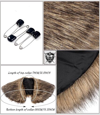 L'VOW Men Viking Fur Shawl Medieval Faux Fur Mantle Shoulder Wrap Collar Warrior Renaissance LARP Cosplay Costume in Saudi Arabia