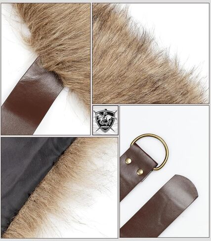 L'VOW Men Viking Fur Shawl Medieval Faux Fur Mantle Shoulder Wrap Collar Warrior Renaissance LARP Cosplay Costume in Saudi Arabia