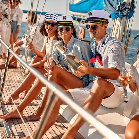 Yacht Captain Hat Sailor Ship Cap Scarf Sunglasses Sailor Hat Boat Costume For Men Women Captains Dressing up Party (4pCS set) in Kuwait