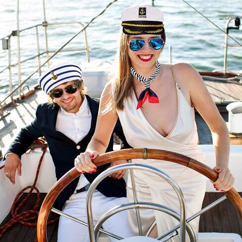 Yacht Captain Hat Sailor Ship Cap Scarf Sunglasses Sailor Hat Boat Costume For Men Women Captains Dressing up Party (4pCS set) in Kuwait