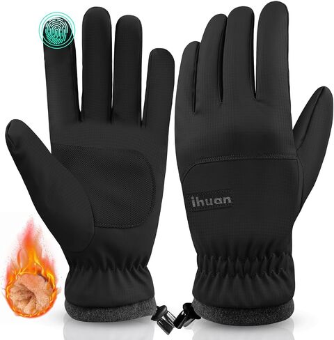 ihuan Winter Waterproof Ski Gloves Men Women, Snow Warm Cycling Cold Weather, Driving Biking Running in Kuwait