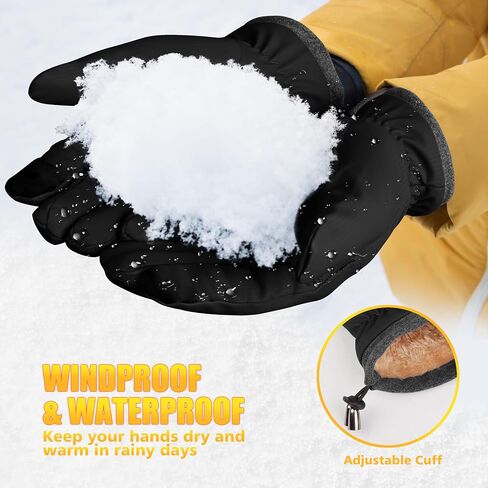 ihuan Winter Waterproof Ski Gloves Men Women, Snow Warm Cycling Cold Weather, Driving Biking Running in Kuwait